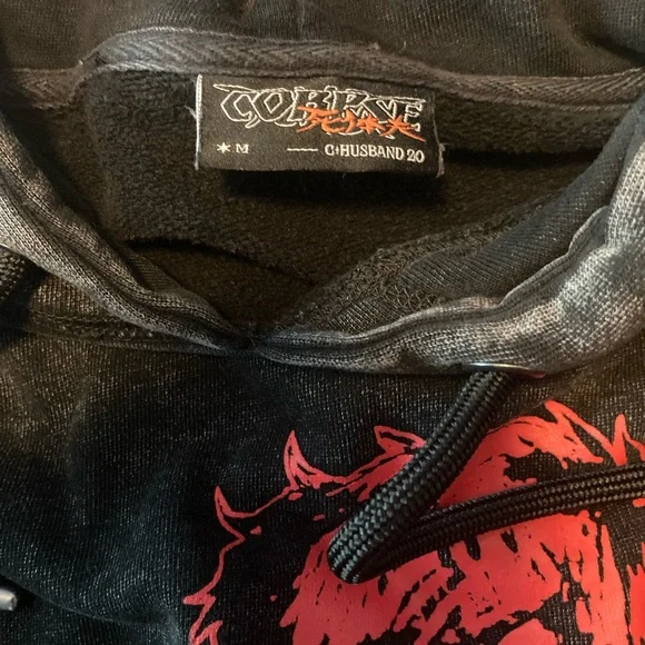 Corpse Husband Miss You SZ M black acid wash Hoodie unisex 100% cotton like New